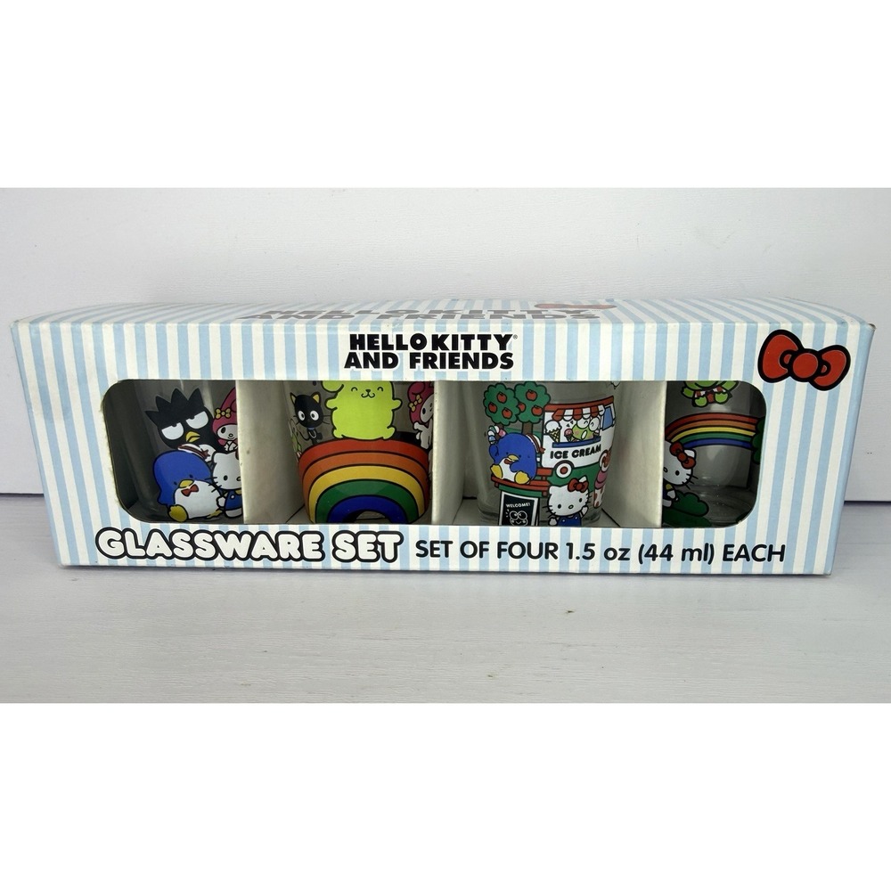 Hello Kitty And Friends Glassware Set Of 4 1.5 Oz Shot Glasses Silver Buffalo